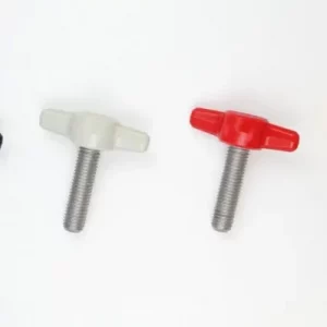 Imagen de una perilla de cabeza de mariposa. Se aprecia su diseño característico, con una forma redonda y una superficie texturizada para un agarre cómodo y seguro.